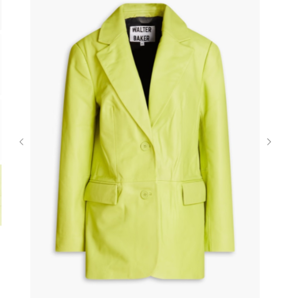 Lamb Leather Blazer In Lime Green from WALTER BAKER